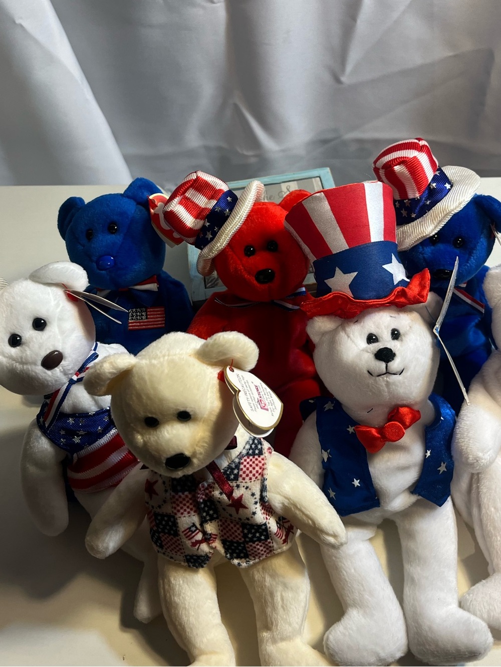 Ty Beanie Babies Patriotic Plush Bear Bundle -6 Ty and 1 Limited Treasures